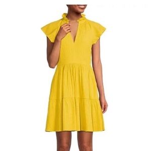 Yellow Antonio Melani Vanya Ruffle V-Neck Dress